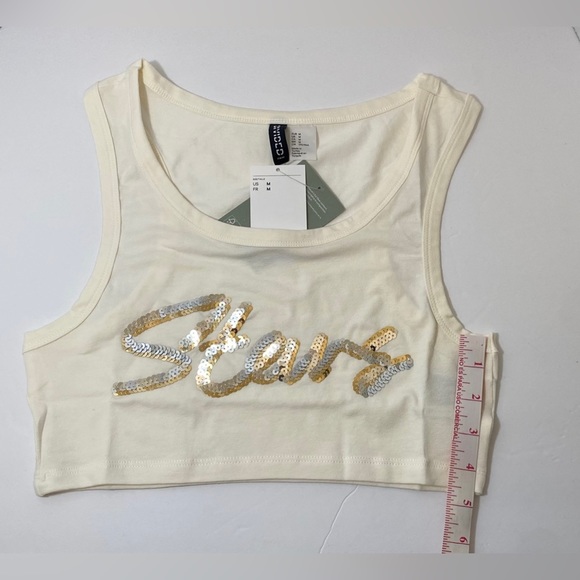 H&M NWT Women’s Crop Top with Sequins Size Medium - Picture 4 of 8